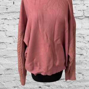 &Merci Mauve Cable Sleeve Sweatshirt/Sweater  4126  NWT Boutique